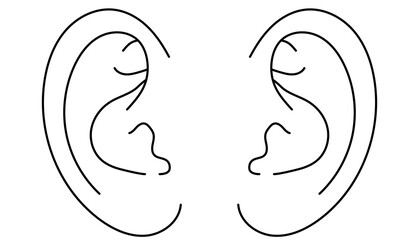 シンプルな左右の耳の白黒イラスト