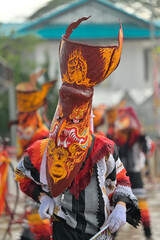 Culture Festival Phi Ta Khon or ghost following people, people wearing masks, is a local tradition in Dan Sai District, Loei Province, Thailand, Asia.