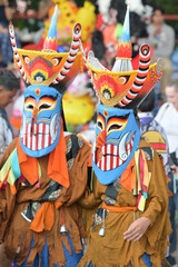 Culture Festival Phi Ta Khon or ghost following people, people wearing masks, is a local tradition in Dan Sai District, Loei Province, Thailand, Asia.