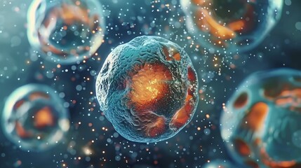 A mesmerizing close-up of a cell, captured with generative AI technology in stunning UHD 4K resolution.