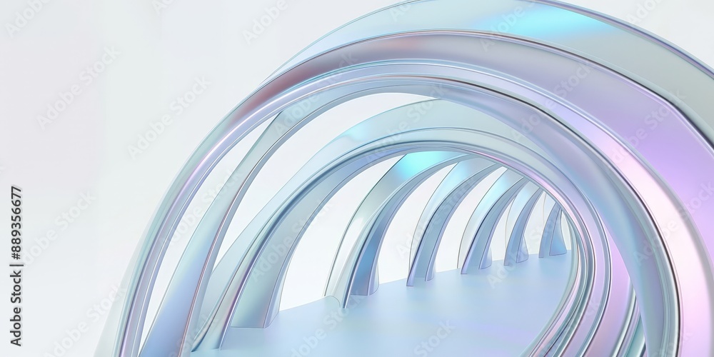 Wall mural a captivating 3d render showcasing abstract rounded lines against a light background.