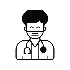 doctor glyph icon with white background vector stock illustration