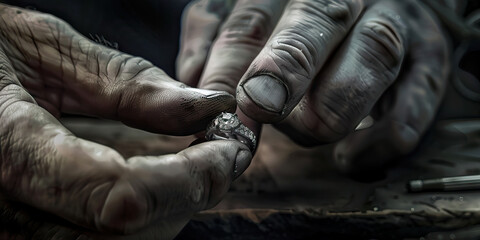 A jeweler’s hands crafting a custom ring, setting a precious gemstone with care