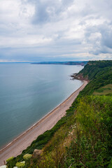 View towards Dusncombe Cliff, near Sidmouth, Devon, England