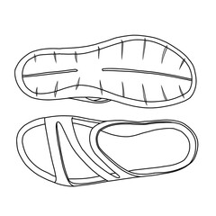 Women's Swiftwater Sandal, Lightweight and Sporty Sandals  Line art, Technical sketch hand drawing, top and bottom view, outline vector doodle illustration isolated on white background
