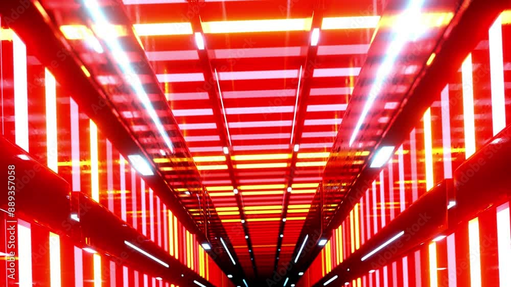 Aufkleber flight through hi-tech technology tunnel with camera shake. neon light, sci-fi constructions, myster