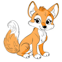Obraz premium Cute baby fox cartoon.