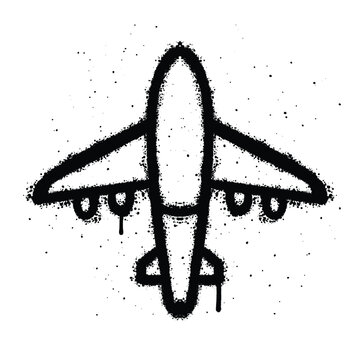 Graffiti spray airplane isolated on white background