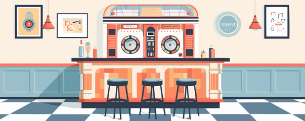 A tranquil riverside town with colorful houses and a stone bridge over the water. Vector flat minimalistic isolated illustration.