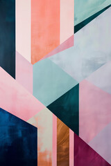 Fototapeta premium Canvas poster with geometric shapes in soothing pastel shades, highlighting calming patterns and gentle designs in a serene wallpaper style