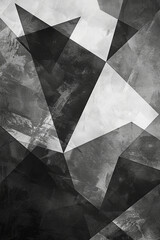 Canvas poster with monochromatic geometric shapes in grayscale, showcasing various polygons and abstract forms in a modern wallpaper style