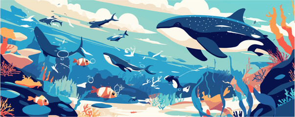 Obraz premium Oceanic Life Vector flat minimalistic isolated illustration