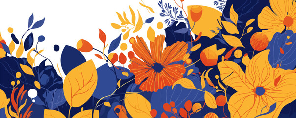 Obraz premium Abstract floral design with intricate patterns and geometric shapes. Vector flat minimalistic isolated illustration.