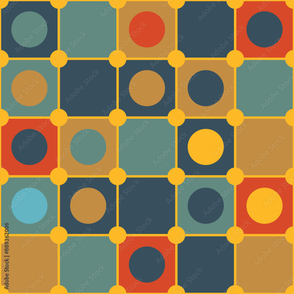 Poster Tile pattern with circles. Abstract tiled pattern, geometric and stylish.
