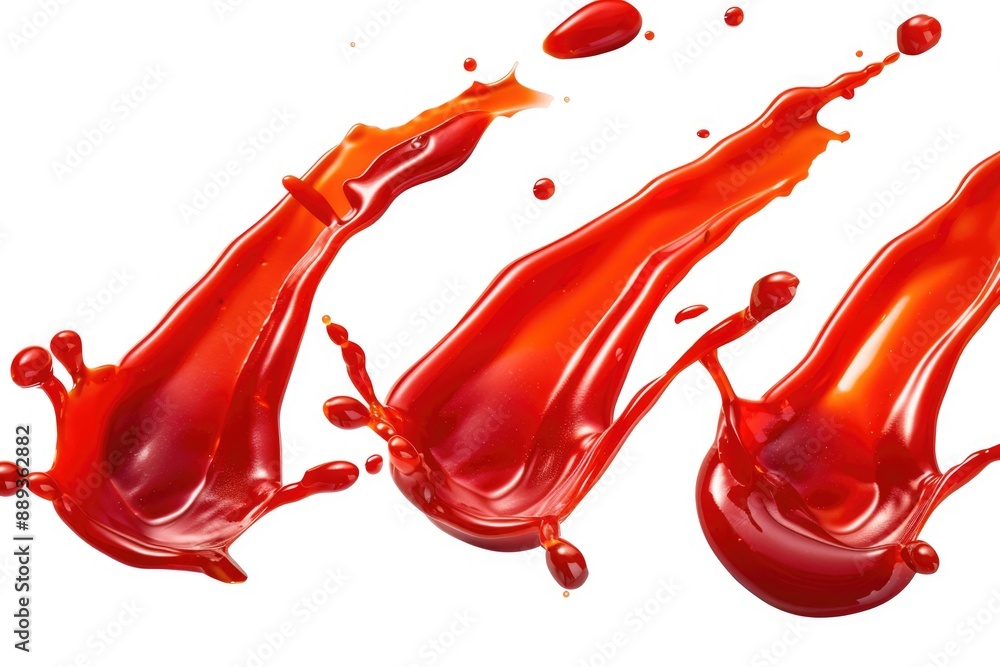 Aufkleber close-up shot of multiple red liquids splashing and merging together