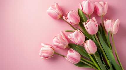 Obraz premium pink tulips on white background