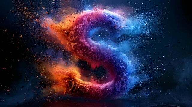 letter S with colorful cloud art