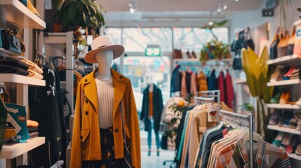 Fashionable Boutique Store Interior With Stylish Clothing Display
