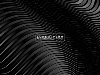 Abstract futuristic dark black background with wave design. Realistic 3d wallpaper with luxurious flowing lines. Perfect background for posters, websites, brochures, banners, applications, etc.