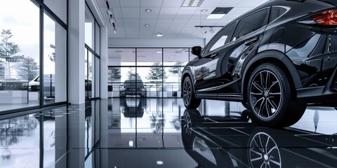 SUV cars on display in a car sales showroom