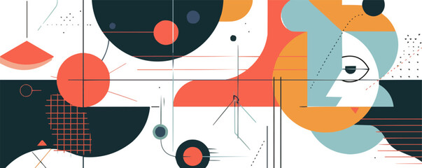 Surreal abstract geometric figures, Vector flat minimalistic isolated illustration