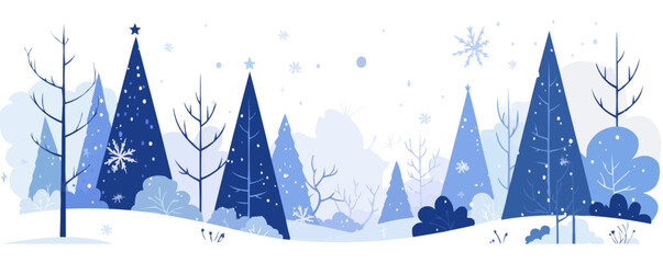 Snow-covered trees in a winter forest. Vector flat minimalistic isolated illustration.