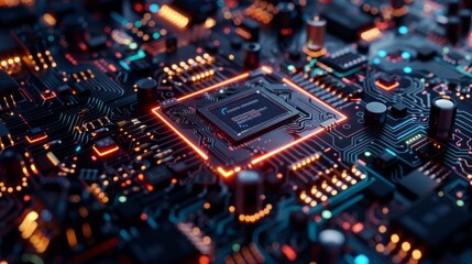 Obraz premium Artificial Intelligence and AI technology concept processor chip or mother board background LLMs