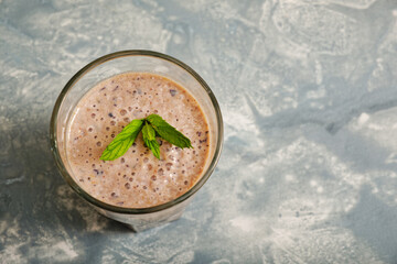 Blueberry smoothie in glass