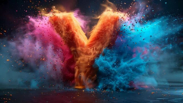 letter Y with colorful cloud art