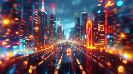 Holographic city views, futuristic design, hightech urban photography