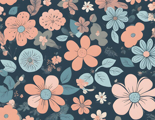 cute floral seamless pattern vector illustration