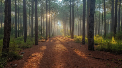 Obraz premium The sound of the wind blowing through the pine forest