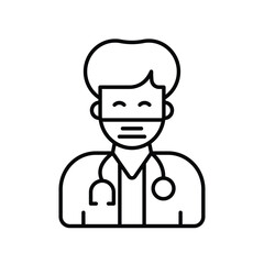 doctor line icon with white background vector stock illustration
