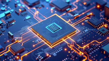 Fototapeta premium Artificial Intelligence and AI technology concept processor chip or mother board background LLMs