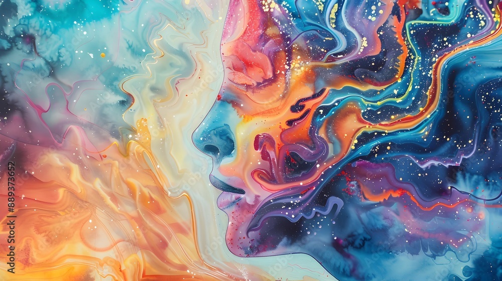 Aufkleber vibrant fluid dynamics - colorful abstract digital art with flowing waves and splashes