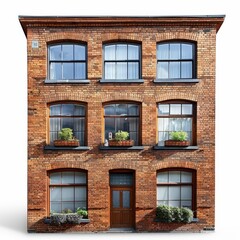 Fototapeta premium Vintage Brick Townhouse with Red Roof