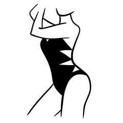 Woman body line art