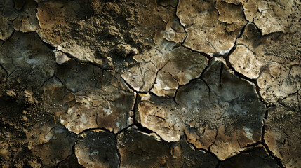 Fototapeta premium Grunge background with a textured, cracked mud surface, featuring patches of dry soil and urban decay.