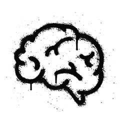 Graffiti spray Brain isolated on white background