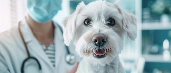 Veterinarian consulting with a pet owner in a modern office, consultation, professional veterinary advice