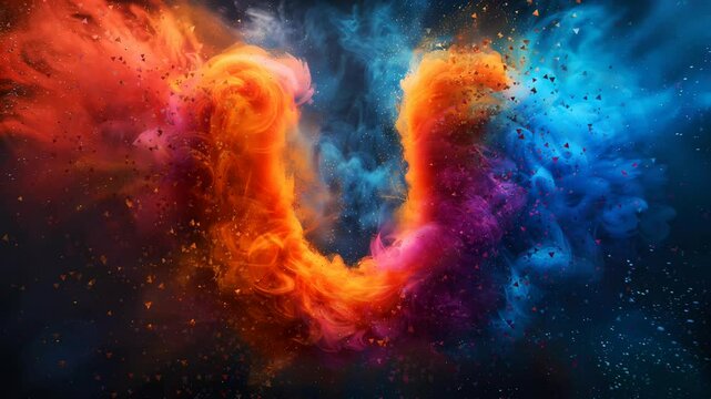 letter U with colorful cloud art