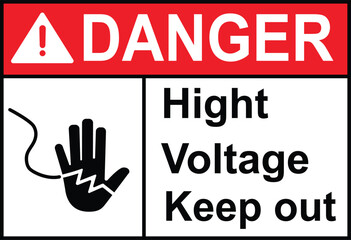 Caution high voltage 240 volts sign with symbol. Caution high voltage keep out. Danger, high voltage, sign and label vector