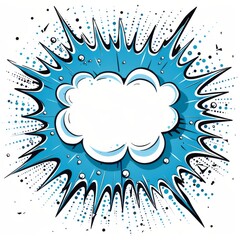 Fototapeta premium A speech bubble clipart, communication element, comic book style, blue tones, isolated on white background