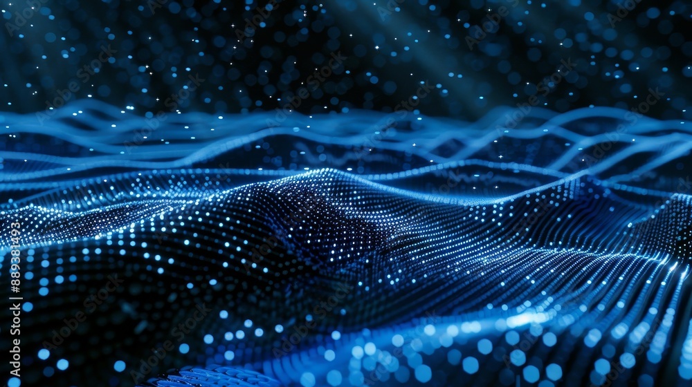 Poster blue, futuristic digital style concept of big data. 3d rendering.