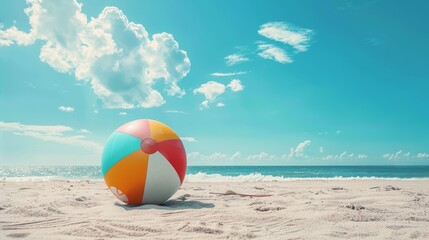 Obraz premium Summer holidays background with colorful beach ball floating and copy space