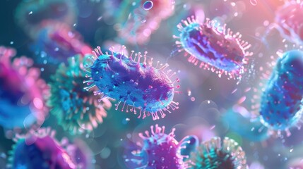 Detailed 3D illustration of bacterial spore formation, clear and colorful