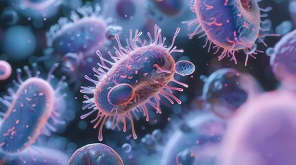 Detailed 3D illustration of bacterial spore formation, clear and colorful