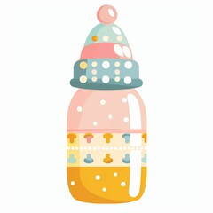 A baby bottle clipart, infant care element, cute design, pastel colors, isolated on white background