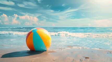 Summer holidays background with colorful beach ball floating and copy space