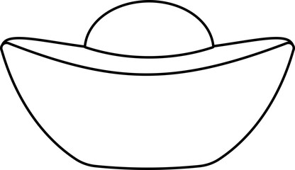 Chinese Gold Ingot outline vector . 
Gold Ingot yuanbao outline svg.